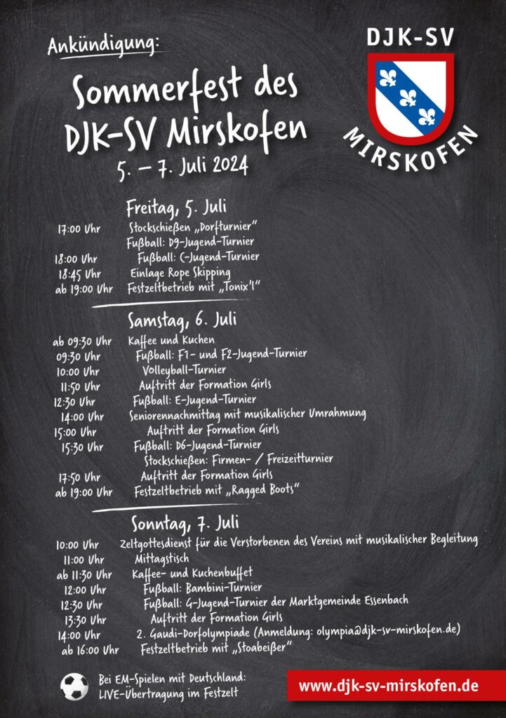 DJK-SV Mirskofen vom 5.7.-7.7. Programm