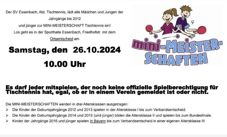 SV Essenbach veranstaltet eine Mini Meisterschaft