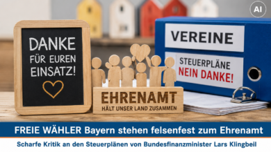 FREIE WÄHLER Bayern kritisieren Steuerpläne für Vereine und Ehrenamtliche scharf