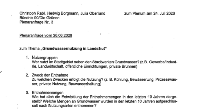 Plenaranfrage vom 26.06.2026 zum Thema „Grundwassernutzung in Landshut